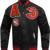 NBA Atlanta Hawks Black and Red Satin Jacket