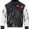 NBA Chicago Bulls Black and White Leather Bomber Jacket
