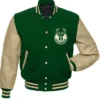 NBA Milwaukee Bucks Green And Beige Varsity Jacket