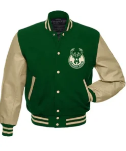 NBA Milwaukee Bucks Green And Beige Varsity Jacket