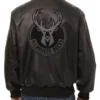 NBA Milwaukee Bucks Leather Black Bomber Jacket Back