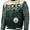 NBA Milwaukee Bucks Leather Green Varsity Jacket