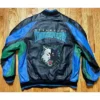 NBA Minnesota Timberwolves Leather Vintage Bomber Jacket Back