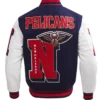 NBA New Orleans Pelicans Letterman Varsity Wool Jacket Back