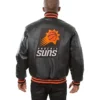 NBA Phoenix Suns Black Leather Bomber Jacket Back