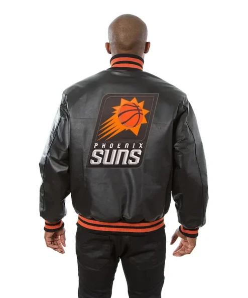 NBA Phoenix Suns Black Leather Bomber Jacket Back