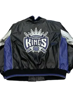 NBA Sacramento Kings Vintage Bomber Leather Jacket Back