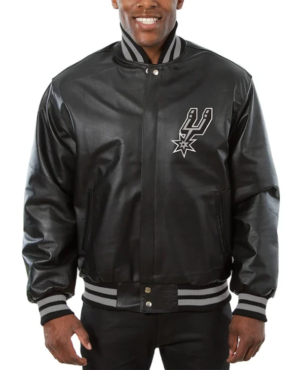 NBA Spurs Black Bomber Leather Jacket