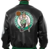 NBA Team Boston Celtics Black Leather Bomber Jacket Back