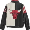 NBA Team Chicago Bulls Starter Black Leather Jacket Back