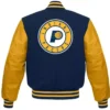 NBA Team Indiana Pacers Blue And Yellow Varsity Jacket Back