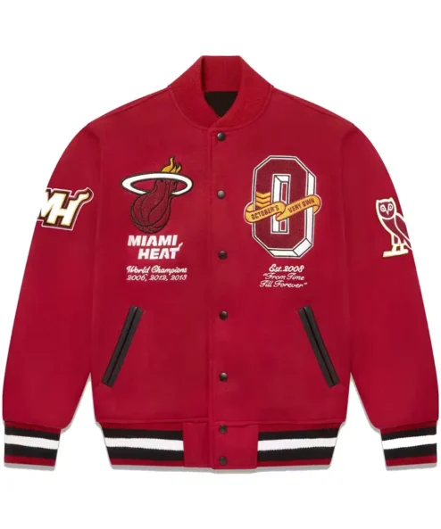 NBA Team Miami Heat Red Wool Varsity Jacket