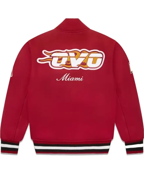 NBA Team Miami Heat Red Wool Varsity Jacket Back