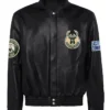 NBA Team Milwaukee Bucks Black Leather Bomber Jacket