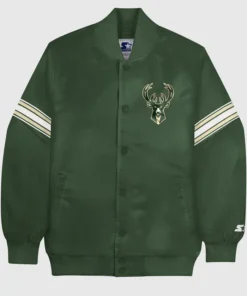 NBA Team Milwaukee Bucks Satin Green Varsity Jacket