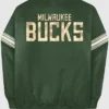 NBA Team Milwaukee Bucks Satin Green Varsity Jacket Back