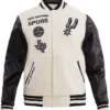 NBA Team Spurs White and Black Wool Varsity Jacket