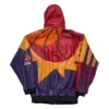 NBA Team Suns Vintage Zipper Leather Hooded Jacket Back