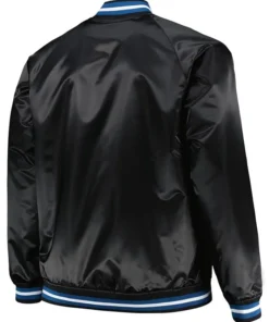 NBA Timberwolves Black Varsity Satin Jacket Back