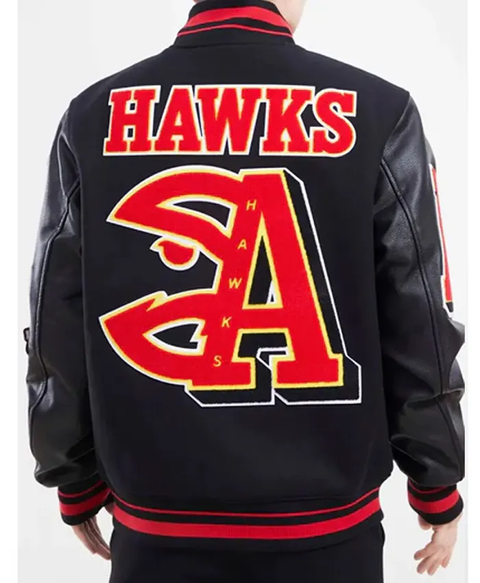 NFL Atlants Hawks Black Full Snap Wool Varsity Jacket