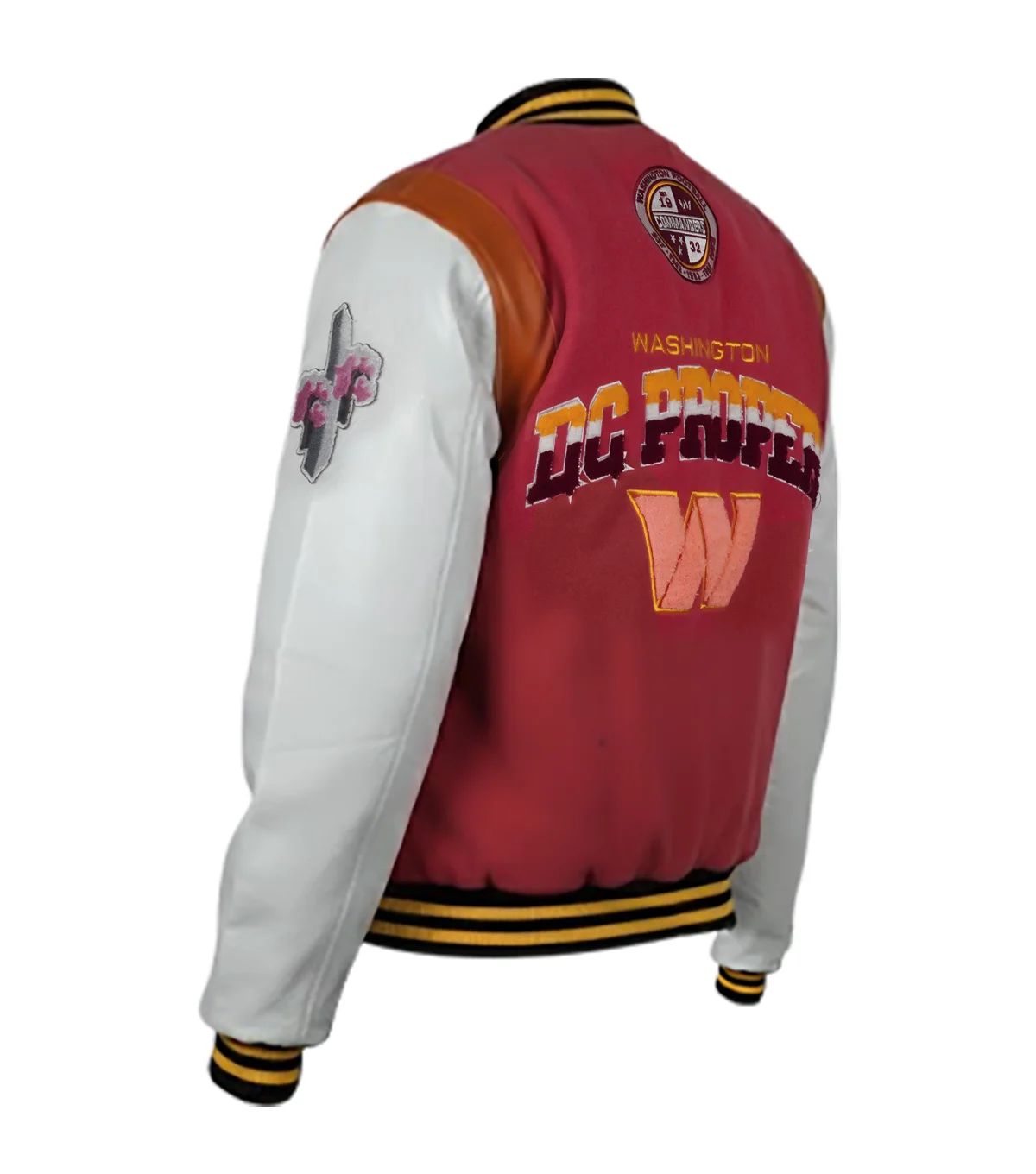 NFL Washington Commanders Full-Snap Pink Cropped DC Varsity Jacke