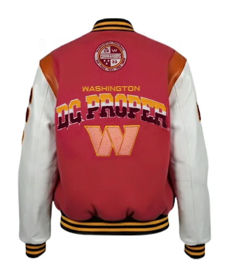 NFL Washington Commanders Full-Snap Pink Cropped DC Varsity Jacket For Sale