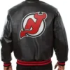 New Jersey Devils Black Leather Bomber Jacket