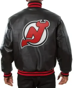 New Jersey Devils Black Leather Bomber Jacket