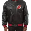 New Jersey Devils Black Leather Vintage Bomber Jacket