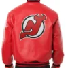 New Jersey Devils Leather Red Bomber Jacket
