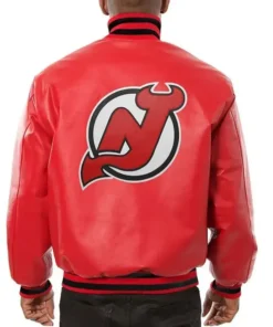 New Jersey Devils Leather Red Bomber Jacket