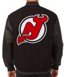 New Jersey Devils Letterman Varsity Black Wool Jacket For Sale