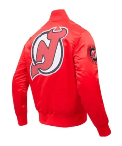 New Jersey Devils Satin Red Full Snap Varsity Jacket For Sale