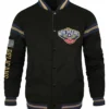 New Orleans Pelicans Black Satin Full Snap Varsity Jacket