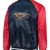 New Orleans Pelicans Navy Blue And Red Varsity Jacket Back