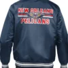 New Orleans Pelicans Navy Blue Satin Full Snap Jacket Back