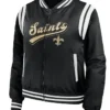 New Orleans Saints Black Satin Bomber Jacket