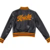New York Knicks Black Leather Varsity Jacket Back