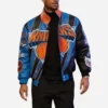 New York Knicks Blue Leather Bomber Jacket