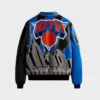 New York Knicks Blue Leather Bomber Jacket Back