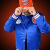 New York Knicks Blue Satin Varsity Jacket