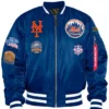 New York Mets Blue Satin Ma-1 Varsity Jacket