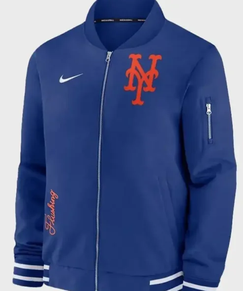 New York Mets Nacy Blue Zipper Varsity Jacket