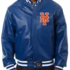 New York Mets Varsity Blue Leather Jacket