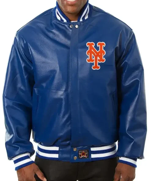New York Mets Varsity Blue Leather Jacket