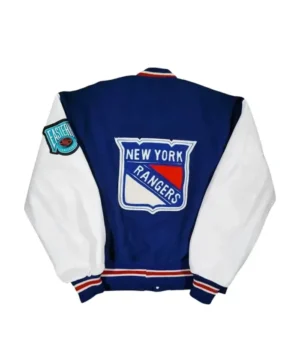 New York Rangers Blue And White Letterman Varsity Jacket For Sale
