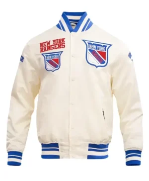 New York Rangers White Retro Classic Varsity Jacket
