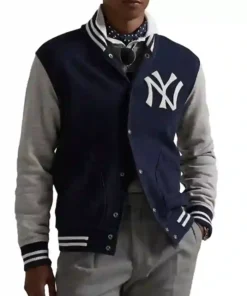 New York Yankee Blue Varsity Cotton Polyester Jacket