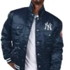 New York Yankees Bomber Blue Satin Jacket