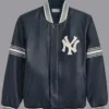 New York Yankees Leather Navy Blue Varsity Jacket